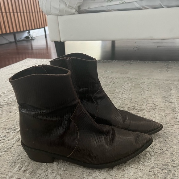 Free People Brown Leather Ankle Boots - Picture 3 of 7